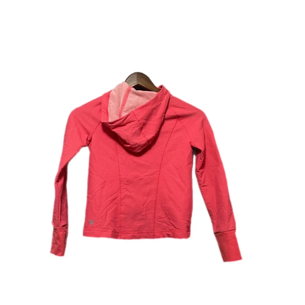 All In Motion Full Zip Hoodie Girls Size S Pink Excellent Textured Thumbhole